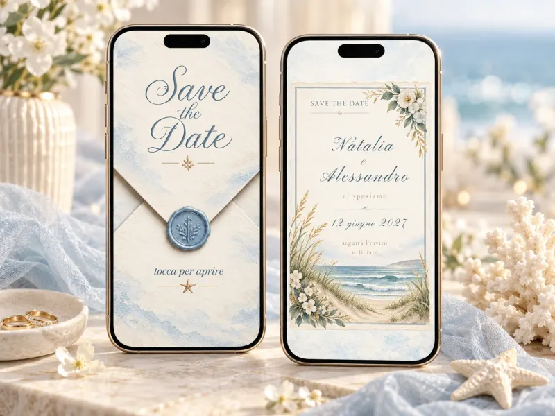 Save the Date Azure Promise: la busta e l’annuncio sui due telefoni