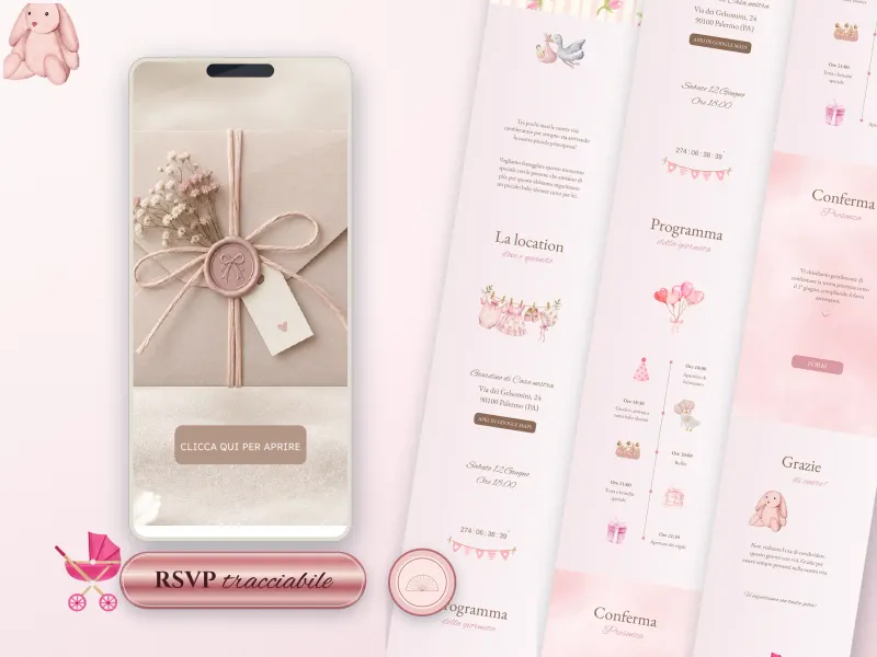Anteprima dell'invito Baby Shower femminuccia per Baby shower
