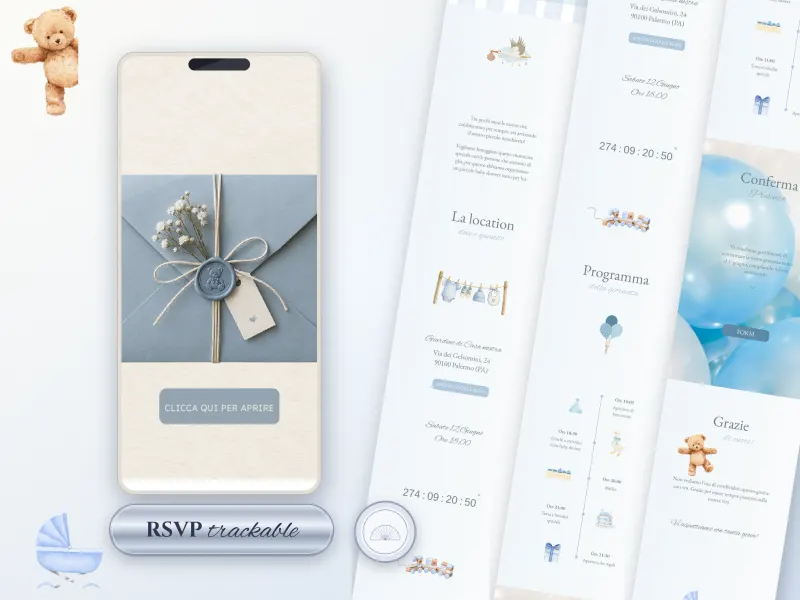 Anteprima dell'invito Baby Shower maschietto per Baby shower