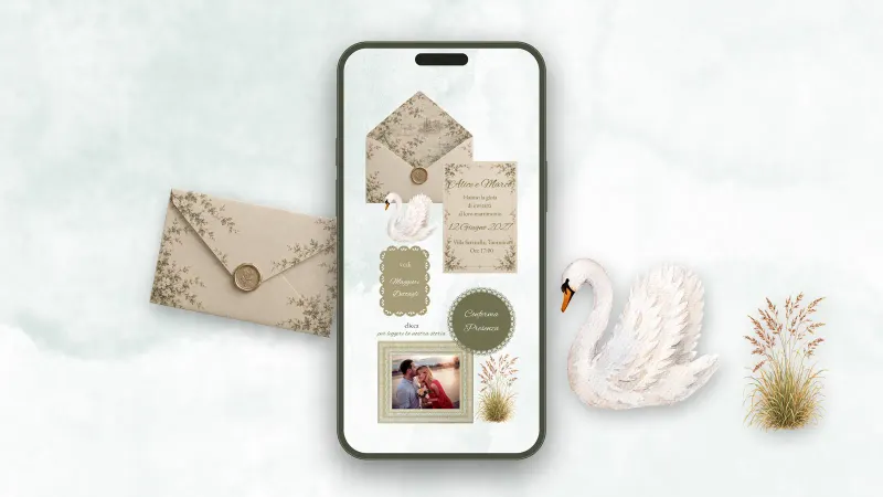 Anteprima del template Invito Matrimonio - Cigni