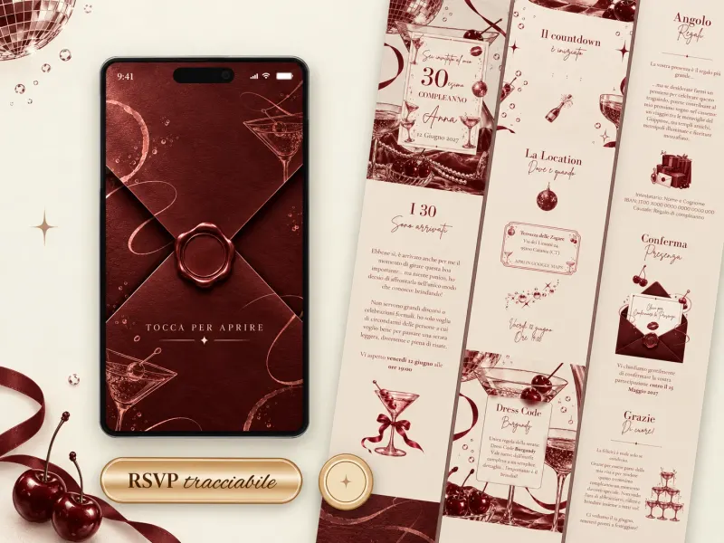 Invito compleanno Burgundy Hour — Compleanno