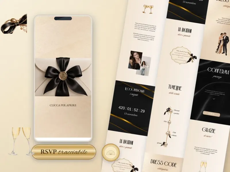 Anteprima dell'invito Invito compleanno - Champagne Noir per Compleanno