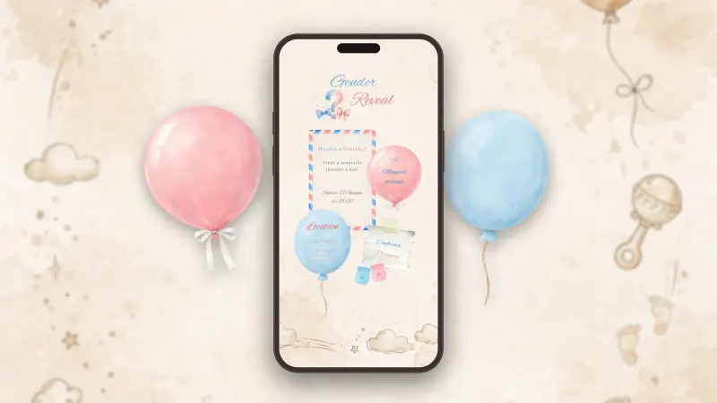 Anteprima dell'invito Gender Reveal - Palloncini per Gender reveal