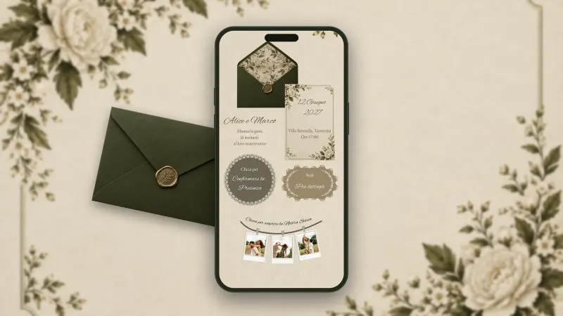 Anteprima del template Invito Matrimonio Verde Floreale
